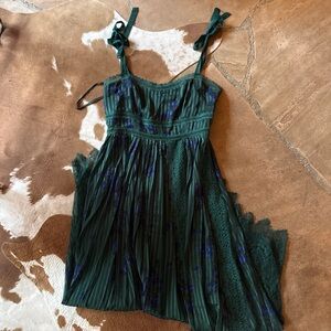 Free People Teal Lace-Trimmed Dress